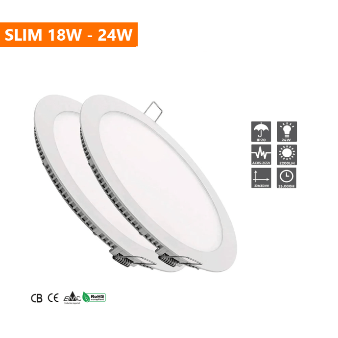 PANEL LED WELL ROND SLIM 18W-24W 6500K